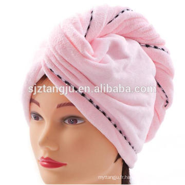 2016 nouveau designer bambou à séchage rapide séchage des cheveux serviette turban 25 cm * 66 cm